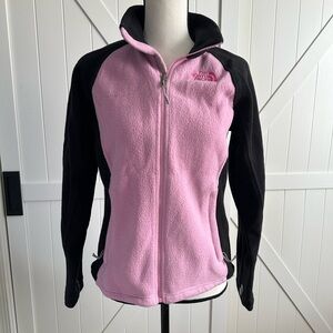 The North Face Women’s Pink & Black Fleece Zip Jacket SZ S Breast Cancer Ribbon